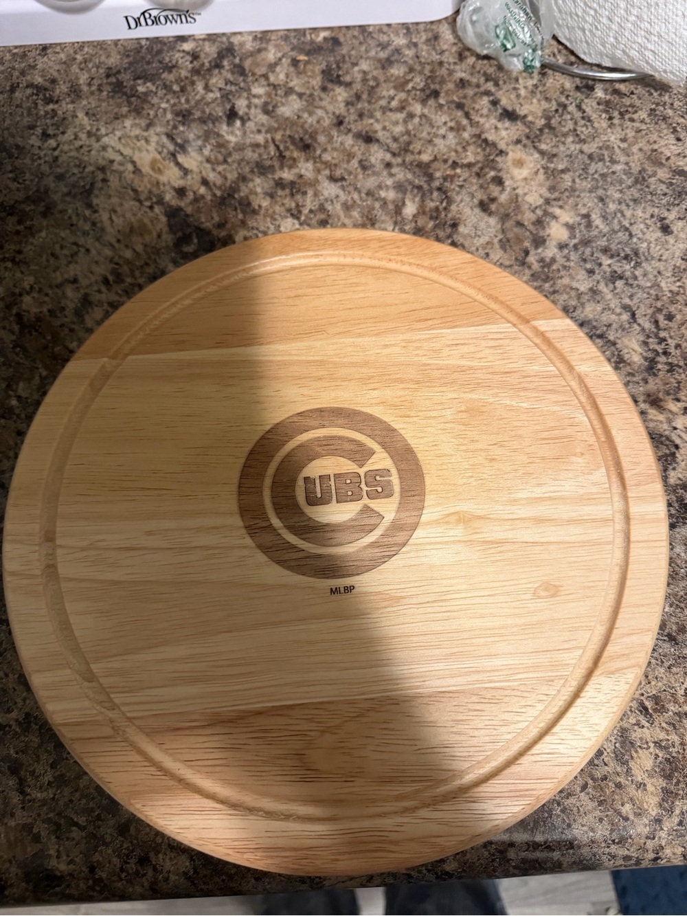 Engraved Round Wood Serving Board - Natural